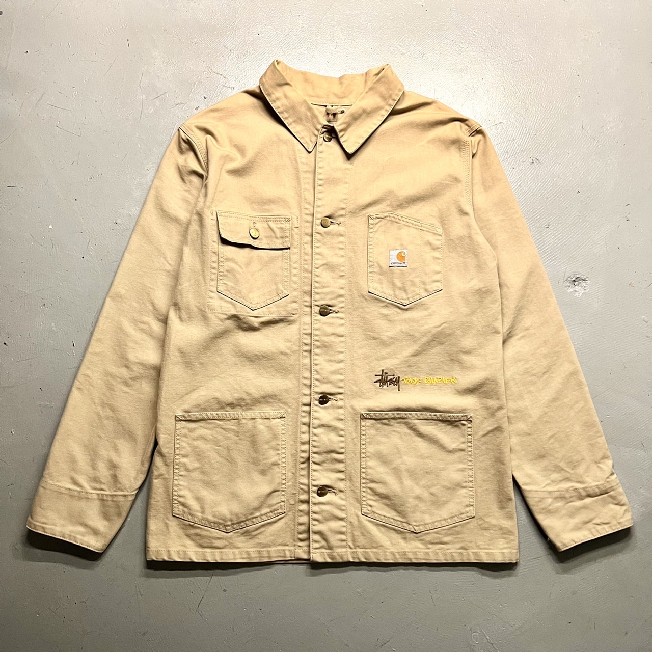 00s Stussy × Carhartt IKEBUKURO CHAPT LTD Coverall Jacket - blue room