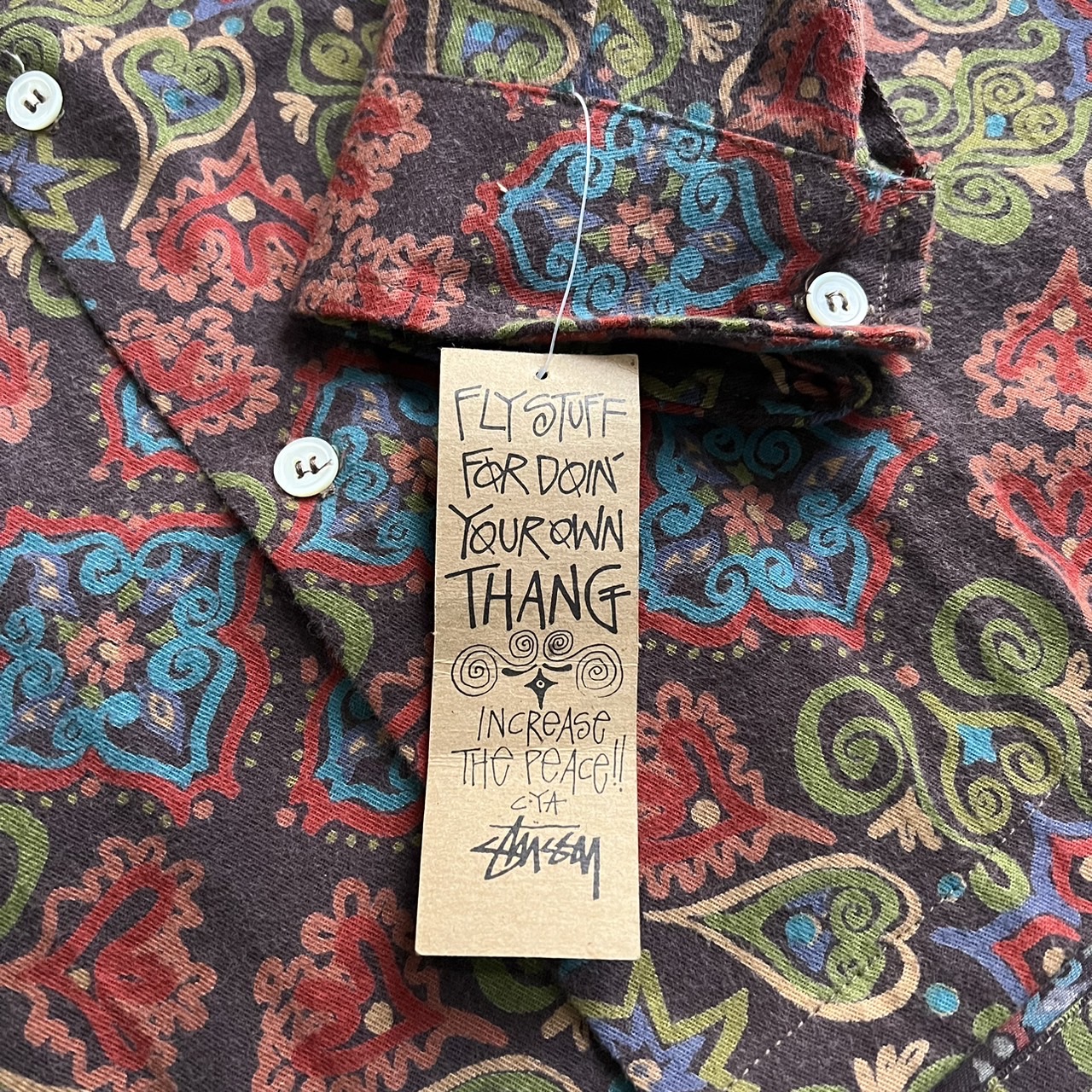 80s Stussy Deadstock Open Collar Shirt - blue room