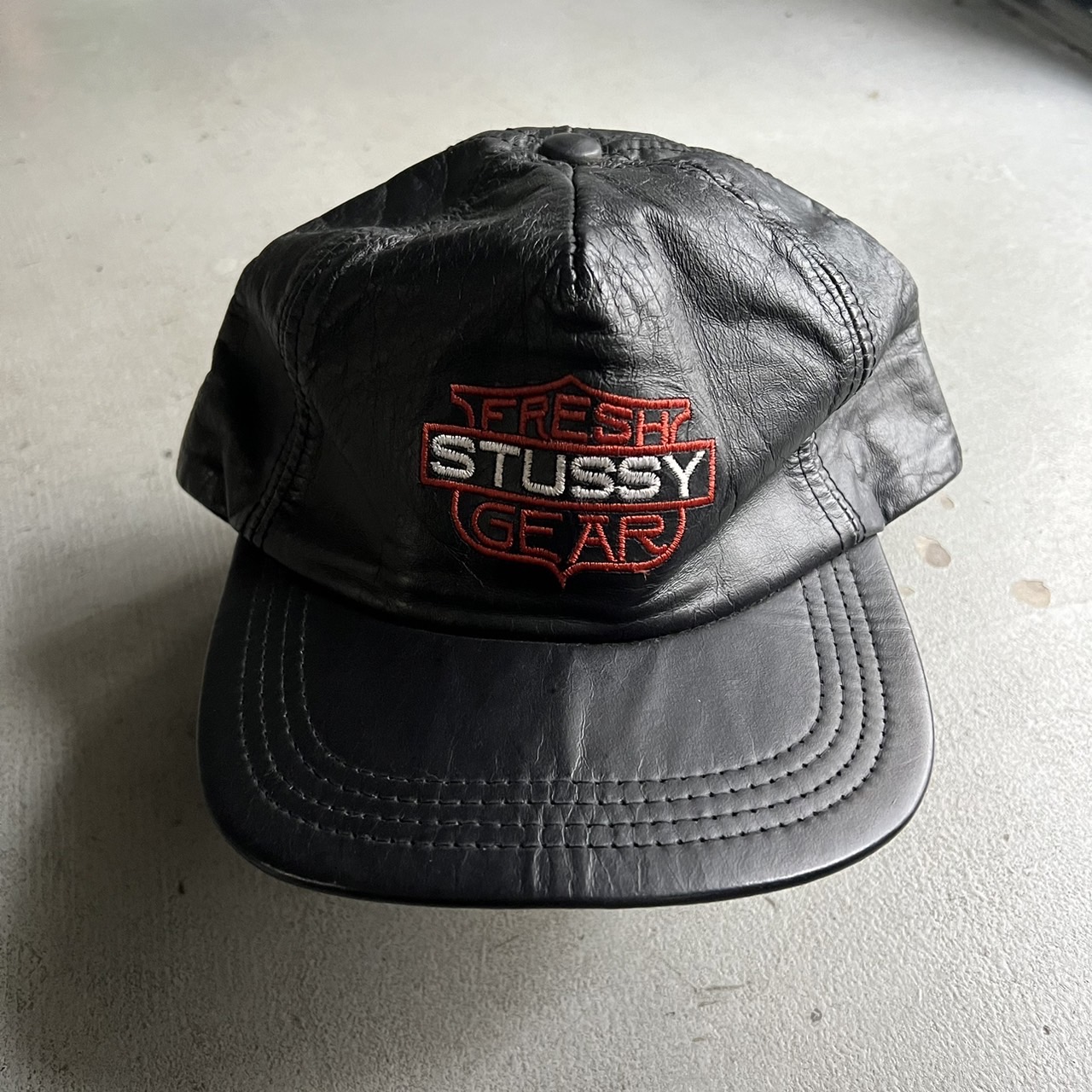 80s Stussy Leather Cap - blue room