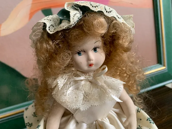 フランス 70s アンティーク ドール 人形 陶器 小物入れ ジュエリー