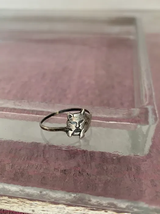 SOLDOUT-ドイツ 70s シルバー925 猫 リング・指輪 ヴィンテージ | Blue