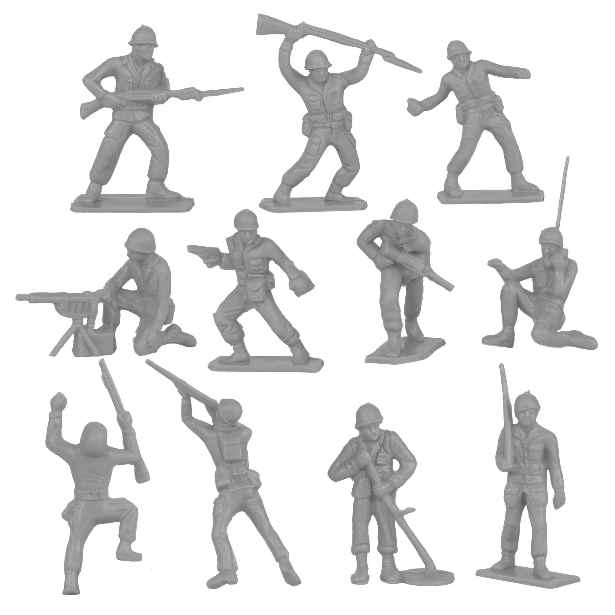 Tim Mee Toy PLASTIC ARMY Men - 28pc Gray WW2 Soldier Figures USA