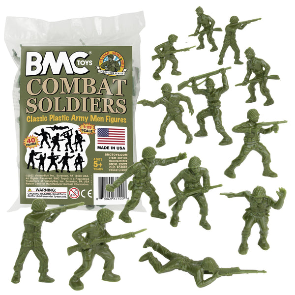BMC Classic Green PLASTIC ARMY Men - 40pc WW2 Soldier Figures USA
