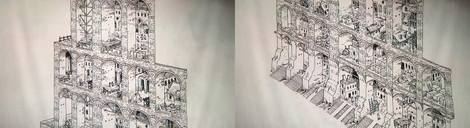 □情報 大友克洋(手描きスケッチ) 河村康輔(彩色、デジタルコラージュ