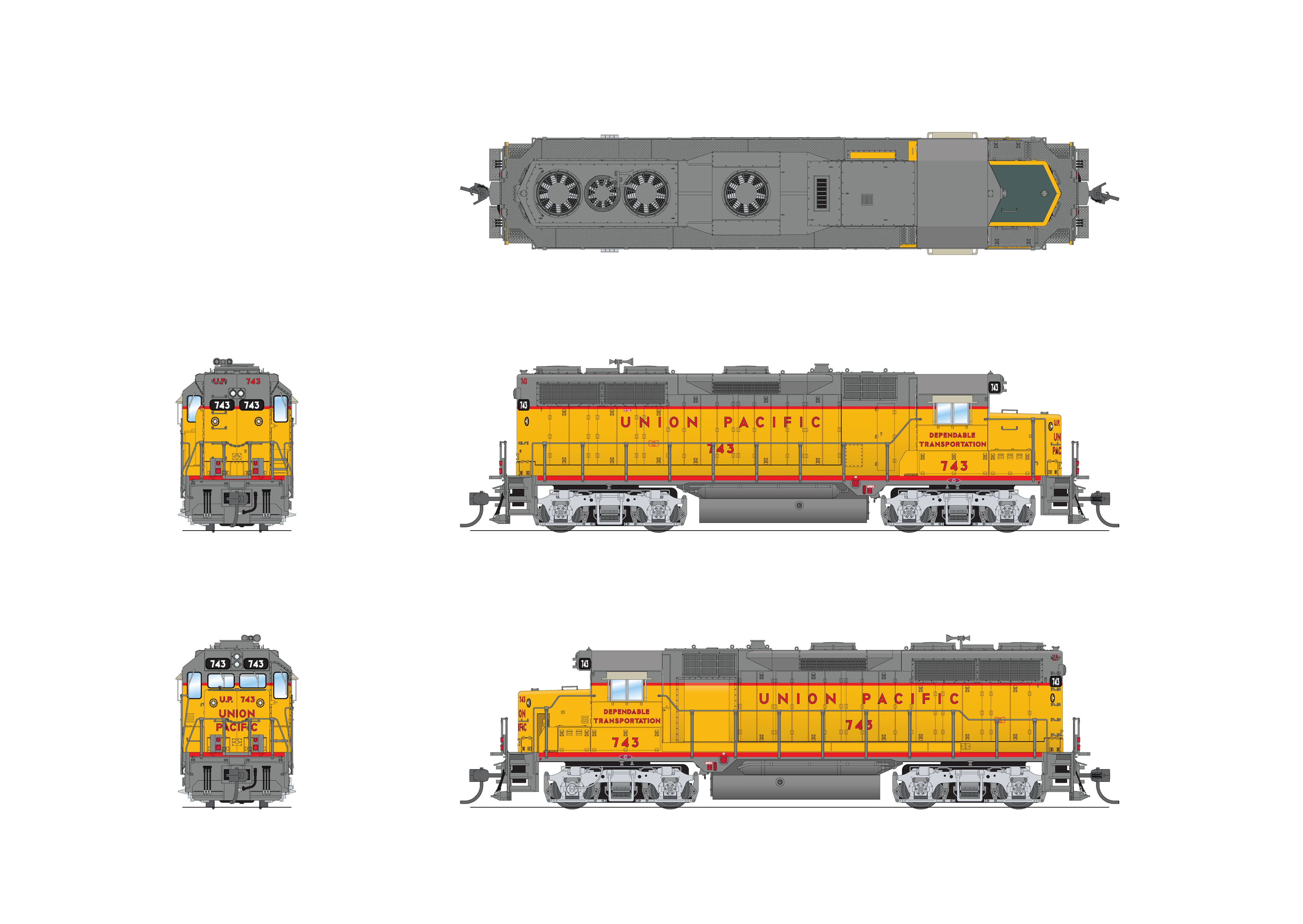 7548 EMD GP35, UP 743, 
