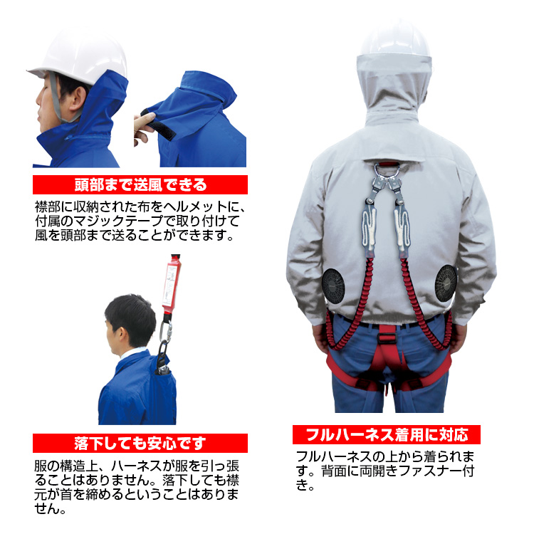 MESH-BR-7000 7.4V/胸スイッチ式空調エアコン服(フルハーネス対応)フル