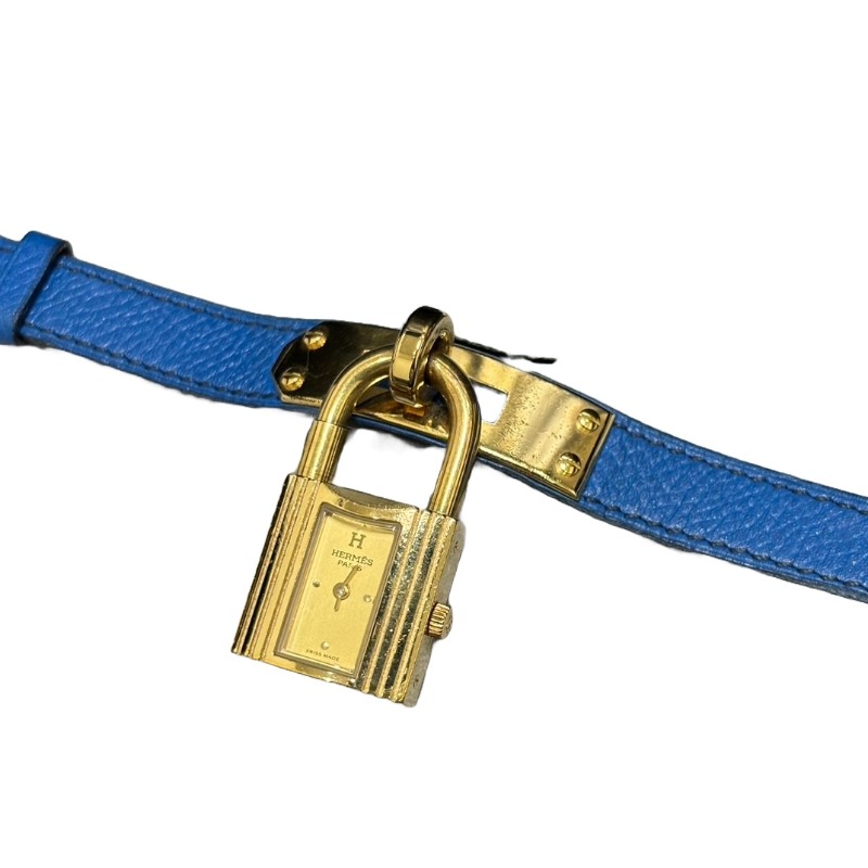 エルメス ケリーウォッチ GP/クシュベル（〇Z） QZ ゴールド文字盤/青