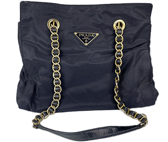 ナイロン キャンバス ネイビー チェーン ショルダーバッグ|古い買取