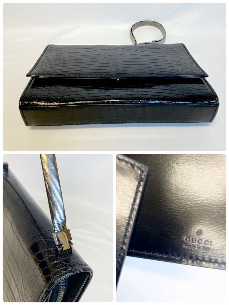 GUCCI グッチ クロコダイル パーティ クロコレザー ブラック