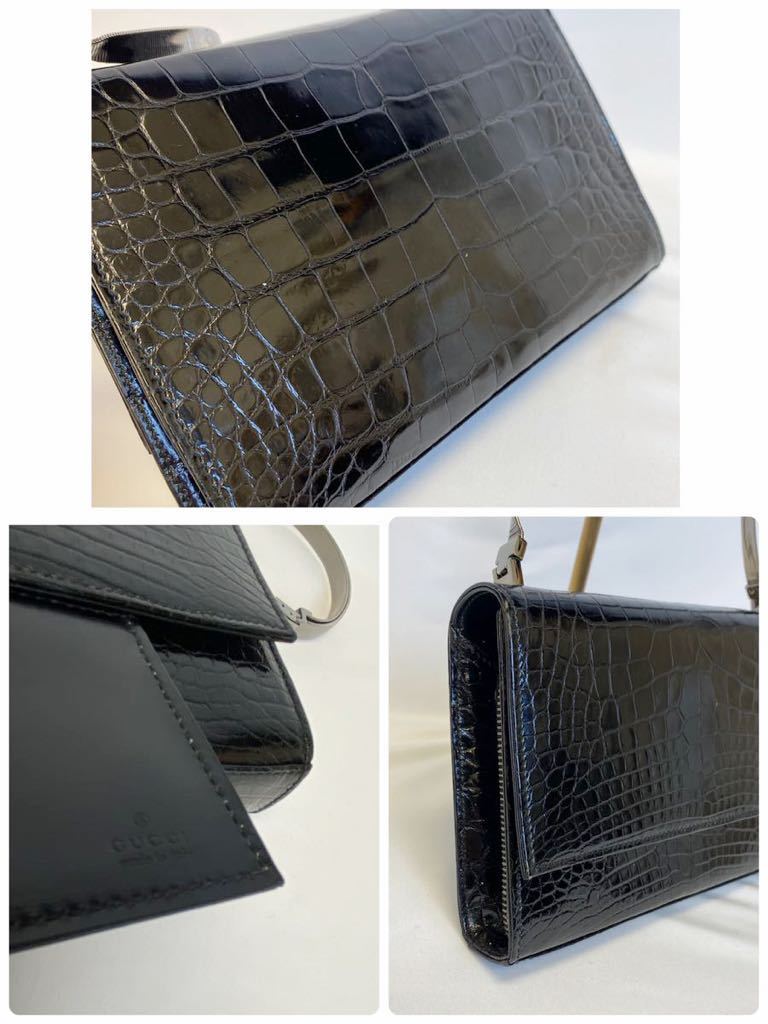GUCCI グッチ クロコダイル パーティ クロコレザー ブラック