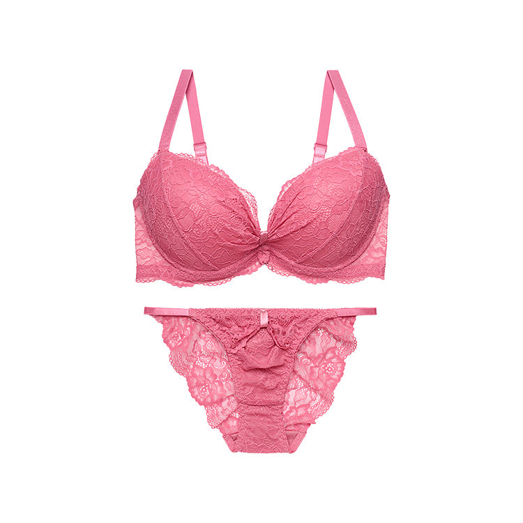 脇高設計】総レースブラ＆ショーツセット | L字ソフトワイヤーで痛く