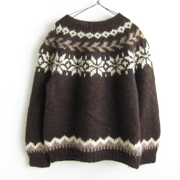 アイスランド製/HILDA/アイスランドセーター/ダークブラウン系【S】丸
