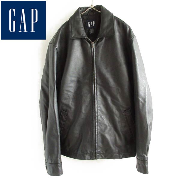 90s GAP オールドギャップ Tバック 肉厚 レザー ジャケット 黒 M