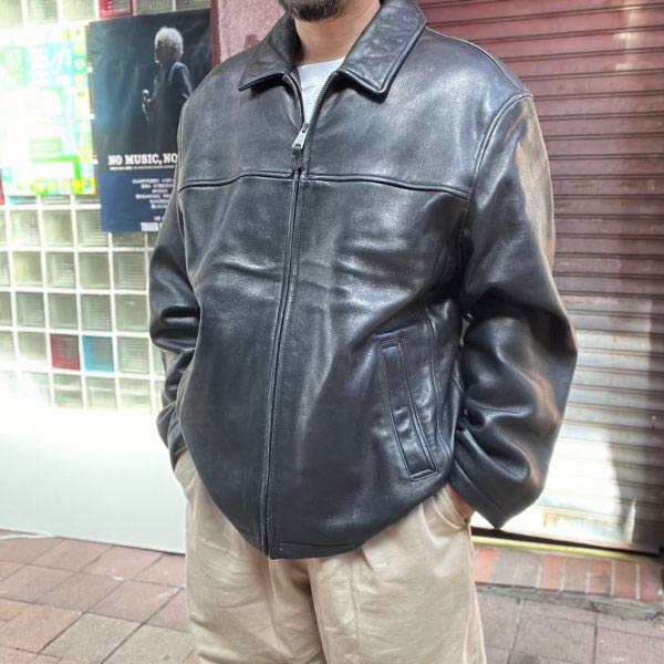90s DOCKERS ドッカーズ 高品質 ラム レザー ジャケット 黒 L レザー
