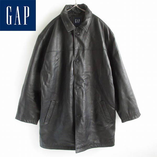 90s 美品 GAP オールド ギャップ Tバック レザー コート 黒 XL カー
