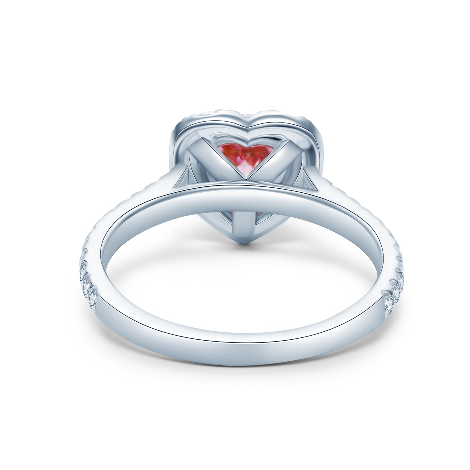 ピンクモアサナイト ハートシェイプ ハーモニアル ヘイロー リング