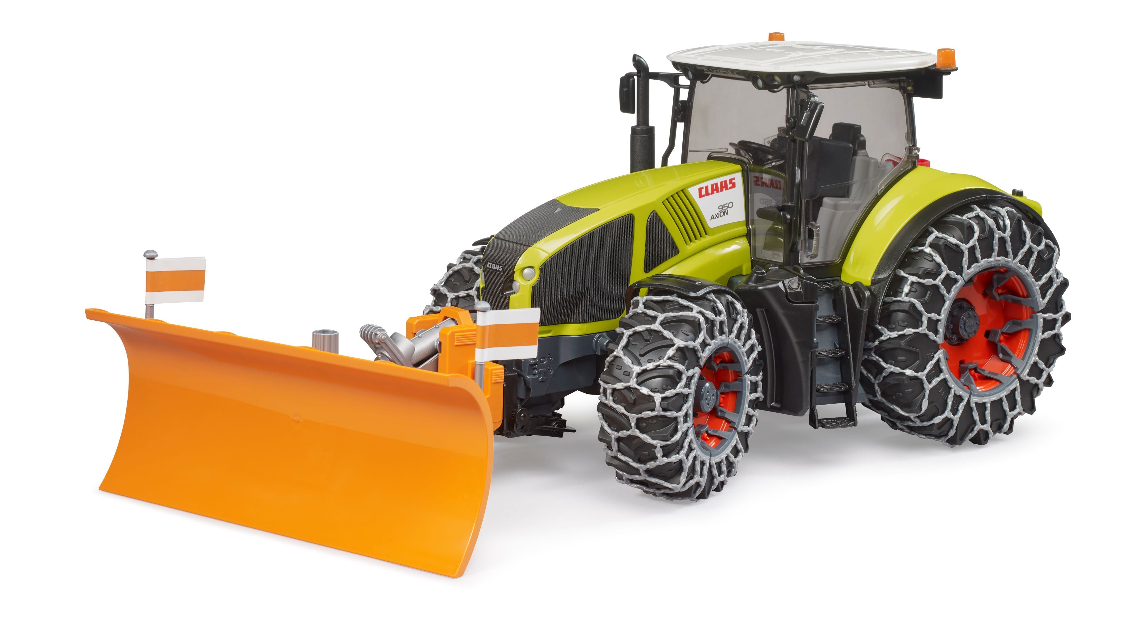 Claas Axion 950 with Snow Chains and Plough Blade – Bruder