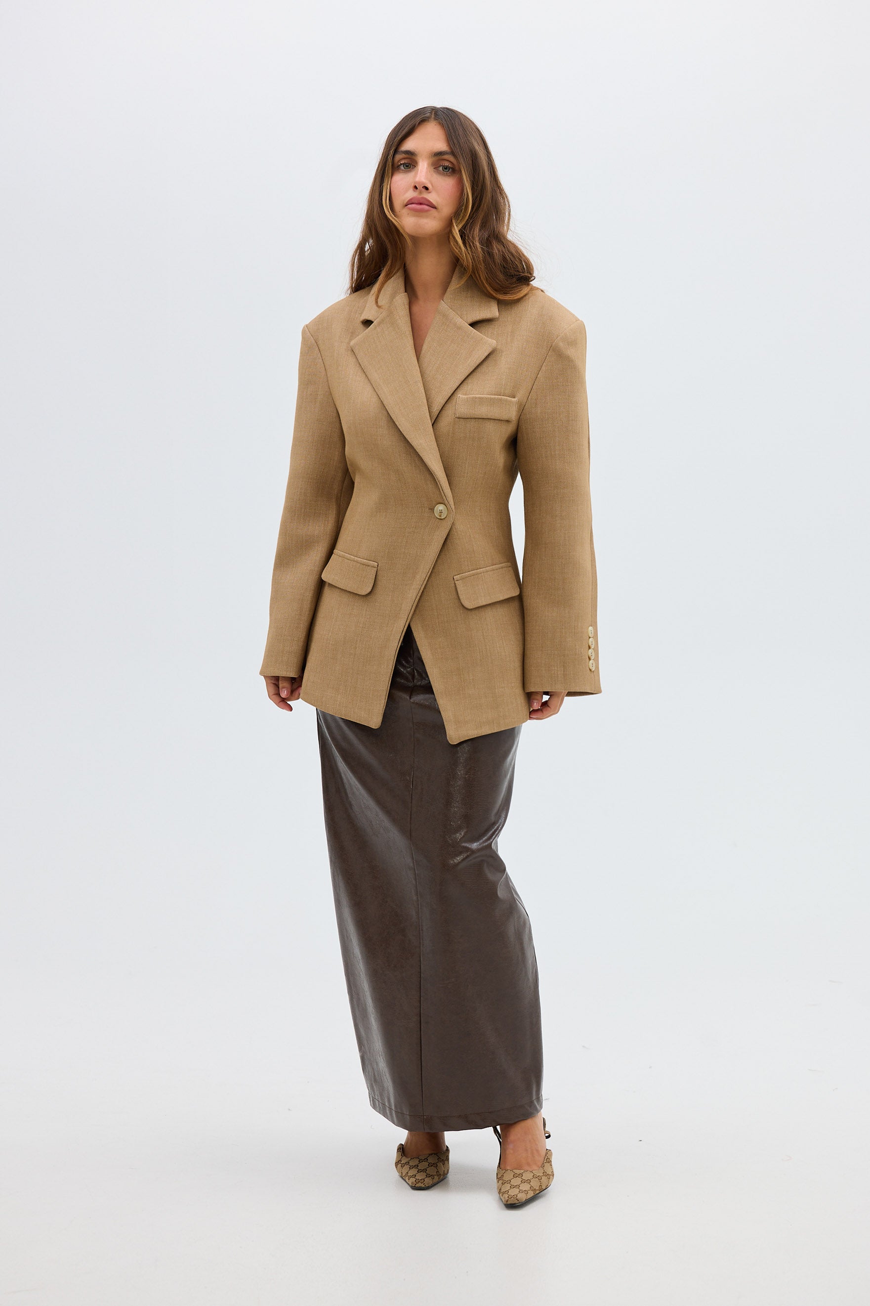 Saskia Cinched Blazer - Caramel | BLAZER | bubish – Bubish Luxe