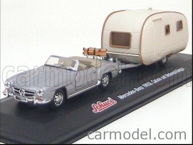 SCHUCO 3315072 Scale 1/43 | MERCEDES BENZ 190 SL + LONG CARAVAN