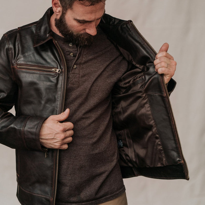 Men's Leather Flight Jacket (Brown) | Buffalo Jackson