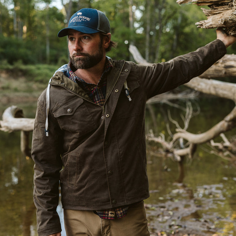 Mens Canvas Jacket - Marshall Hooded Jacket, Dark Khaki | Buffalo