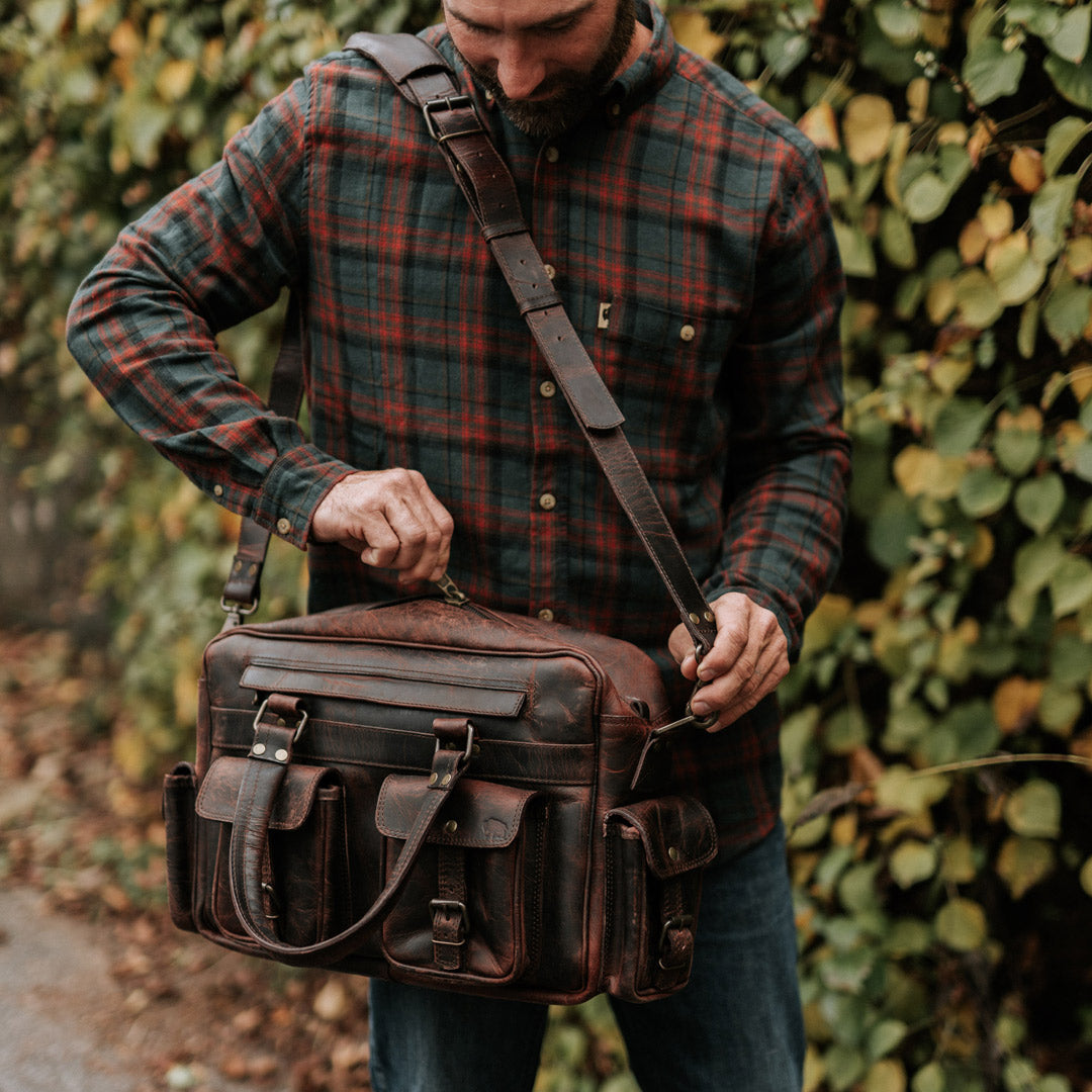 Mens Large Flight Bag - Leather Pilot Bag | Buffalo Jackson