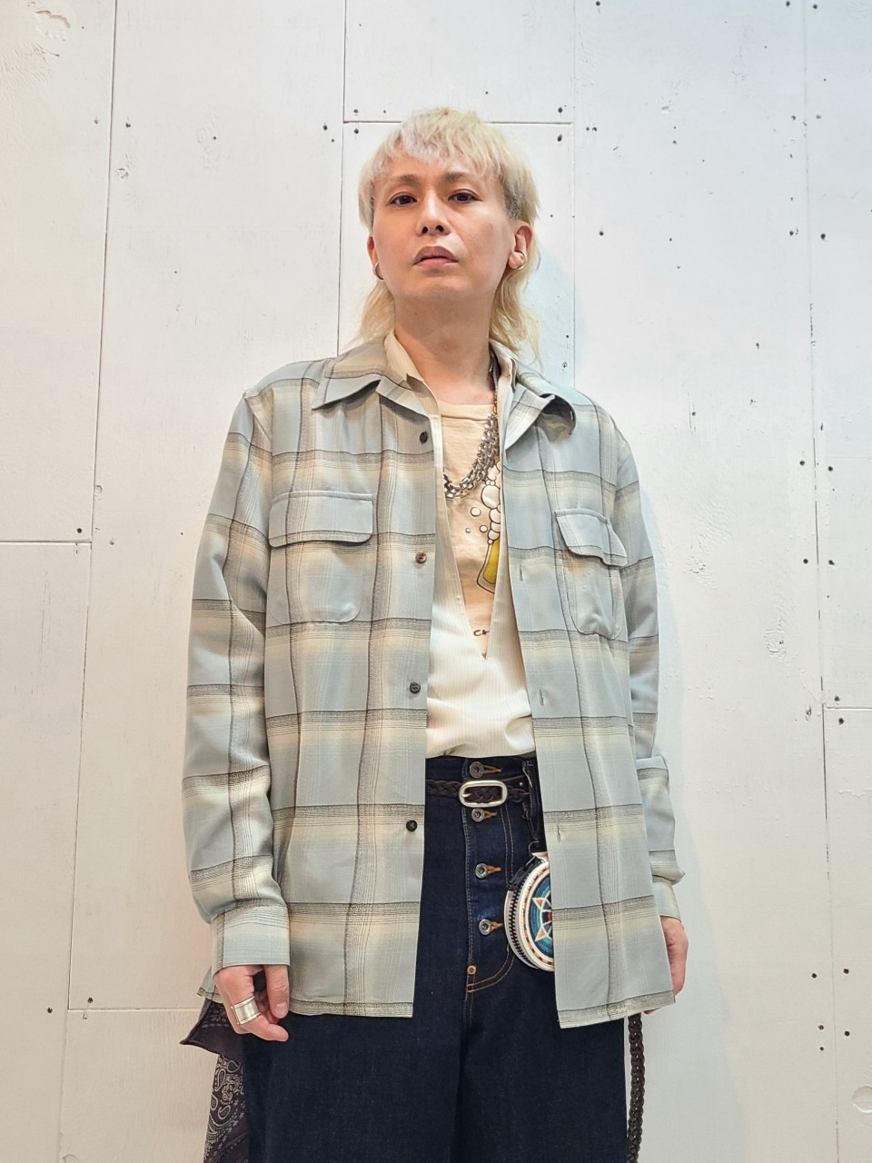 SUGARHILL Plaid Open Collar Shirts