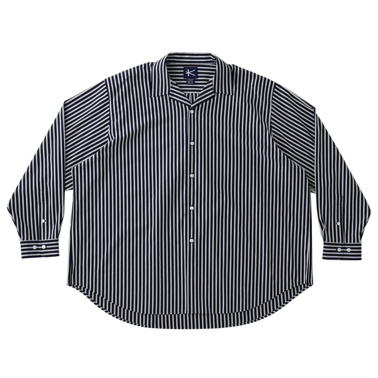 KANEMASA PHIL.】46G Atmosphere Stripe Open Collar Shirt NAVY