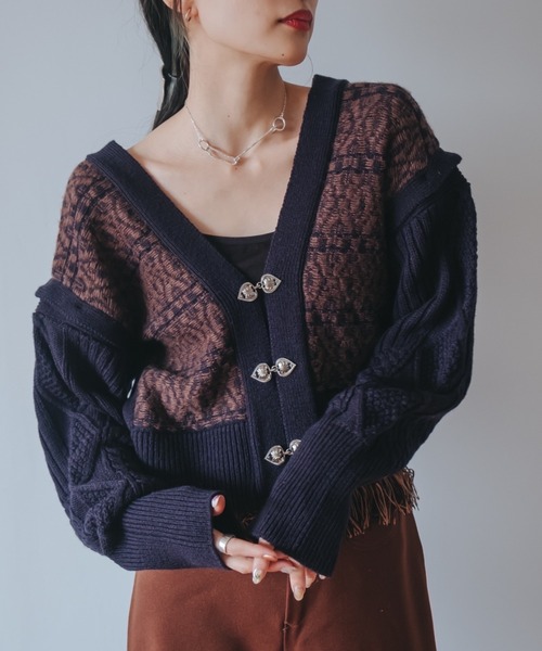 sahara（サハラ）の「2wayバイカラーニットカーディガン/ベスト/2way