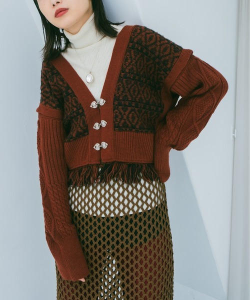 sahara（サハラ）の「2wayバイカラーニットカーディガン/ベスト/2way