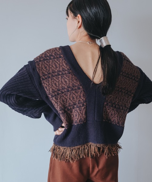 sahara（サハラ）の「2wayバイカラーニットカーディガン/ベスト/2way