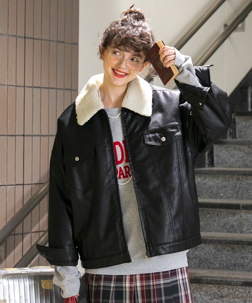 BONLECILL（ボンルシール）の「2wayボア襟 アソートZIPブルゾン