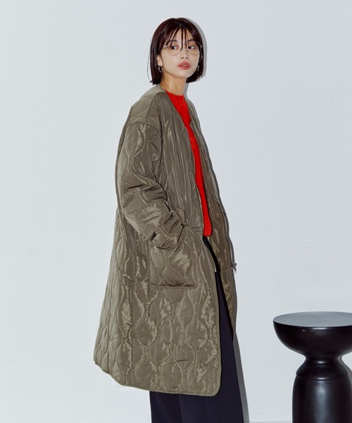 LIENCOEUR（リアンクール）の「ノーカラーキルティングロングコート