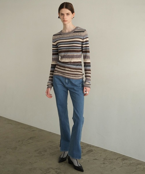 セール】MOLE MIX BORDER KNIT TOPS（ニット/セーター）｜CLANE