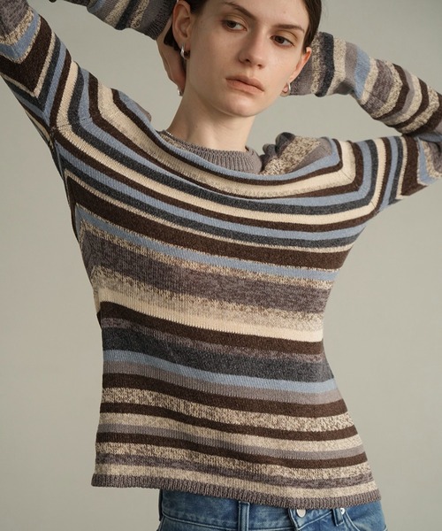 セール】MOLE MIX BORDER KNIT TOPS（ニット/セーター）｜CLANE