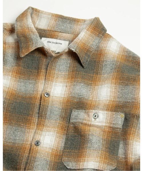 ANACHRONORM】OMBRE CHECK DAMAGED WIDE FLANNEL SHIRTS（シャツ