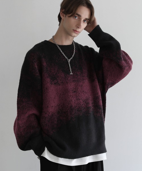 モヘアライクルーズシルエットグラデーションニット（ニット/セーター