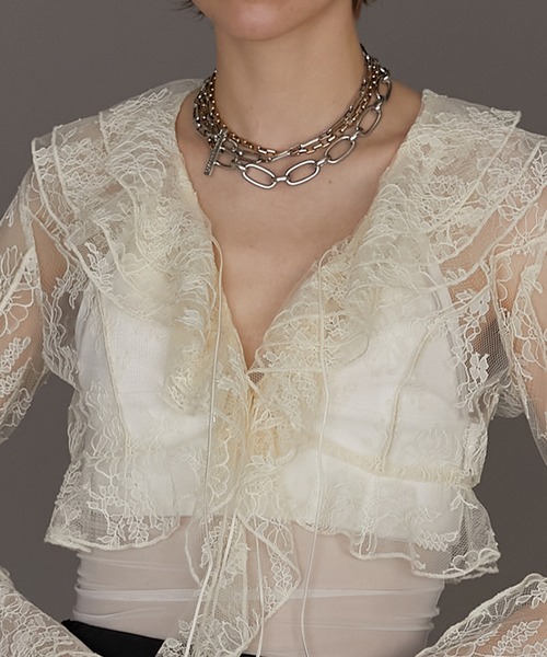 最終お値下 prankproject レースラッフルブラウス 最終お値下