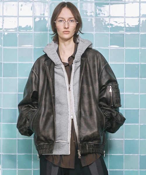 UNISEX》Sheep Leather MA-1/シープレザーMA-1【MAISON SPECIAL/メゾン