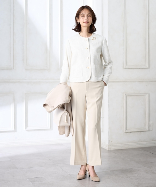 セレモニー対応】ツイードノーカラージャケット【大きいサイズあり