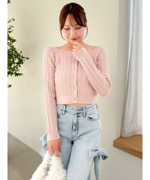 ミニケーブルスクエアニットトップス（ニット/セーター）｜dazzlin