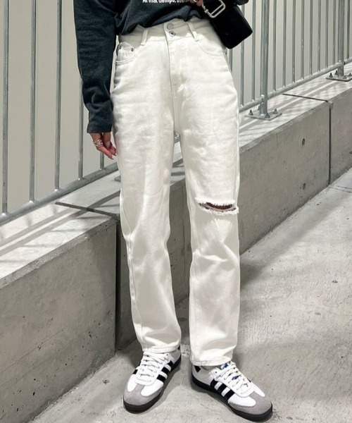 セール】ダメージホワイトデニム(chiica select) / ダメージデニム