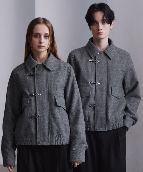 CLEL】Wool Blend Herringbone Tweed Fireman Blouson / ウール