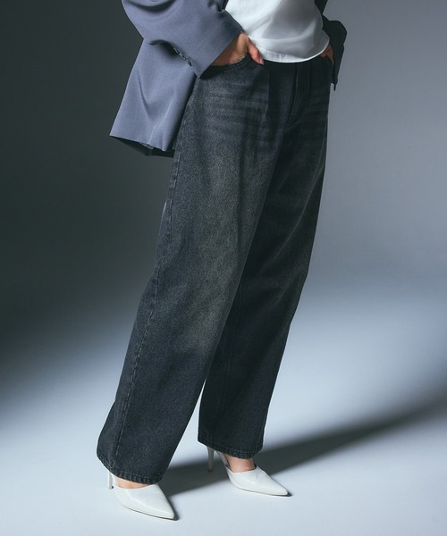 LOGO PATCH WIDE TAPERED DENIM PANTS（デニムパンツ）｜X-girl