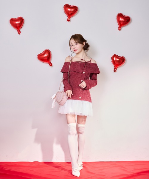 セール】【Heart Collection】ハートボタン付きドッキングワンピース