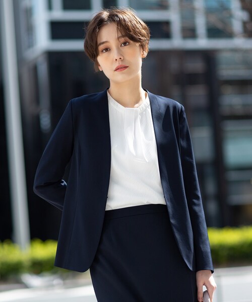 INDIVI（インディヴィ）の「◇【洗える】ナチュラル ノーカラー