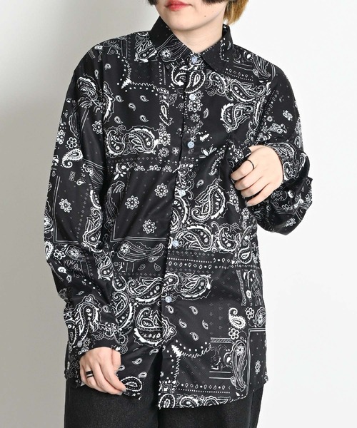 ペイズリー柄 長袖総柄シャツ レギュラーカラー（シャツ/ブラウス