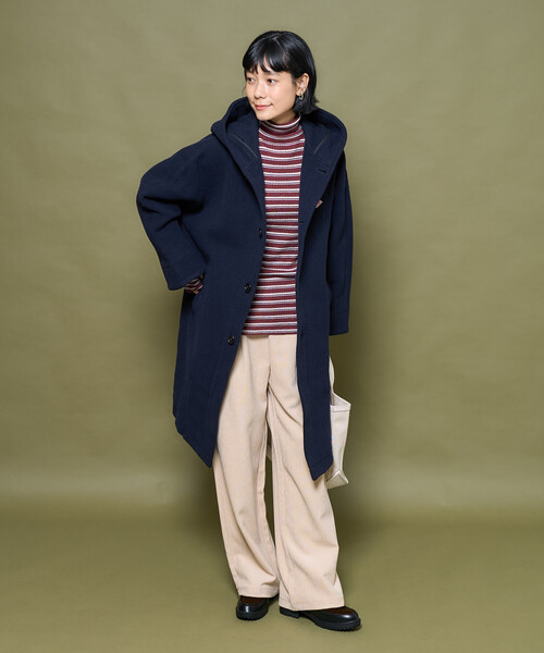 セール】ウォッシャブル ボーダータートルネックニット/洗えるニット