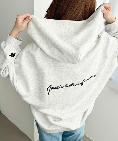 セール】TC裏毛袖ワンポイントバック刺繍ジップアップパーカー