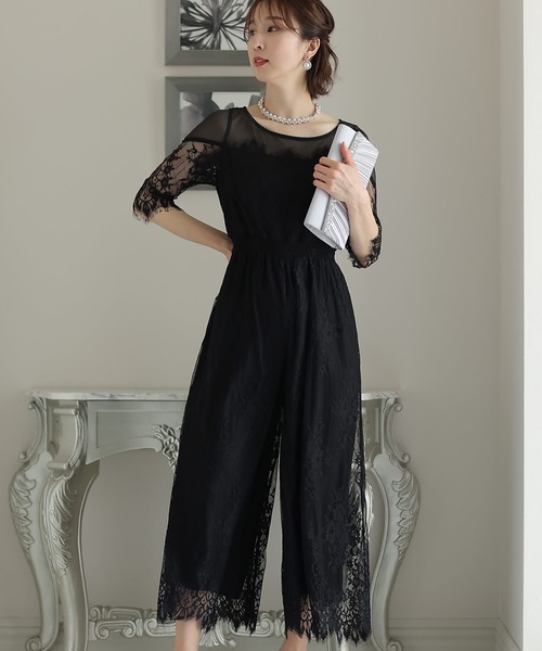 セール】スカラップレース パーティー パンツドレス フォーマル